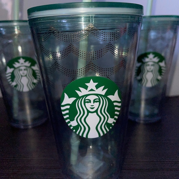 New!!! Starbucks Iridescent mermaid scale clear acrylic tumblers, 3 cups - Picture 10 of 16